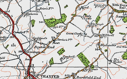 Old map of Boyton End in 1919