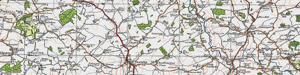 Old map of Boyton End in 1919