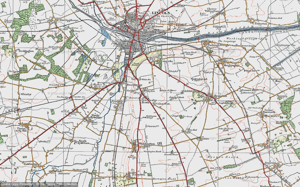Old Map of Bracebridge Heath, 1923 in 1923