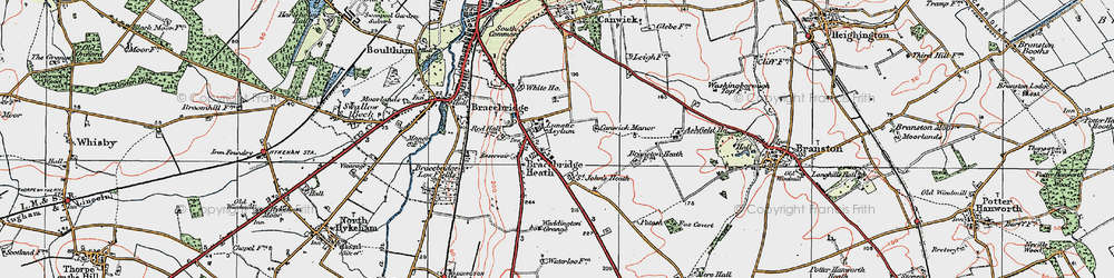 Old map of Bracebridge Heath in 1923