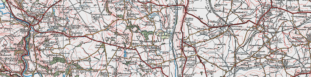 Old map of Brackenfield in 1923