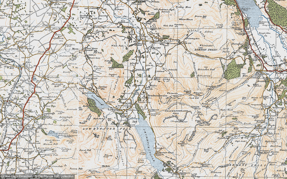 Old Map of Historic Map covering Brackenthwaite Fell in 1925