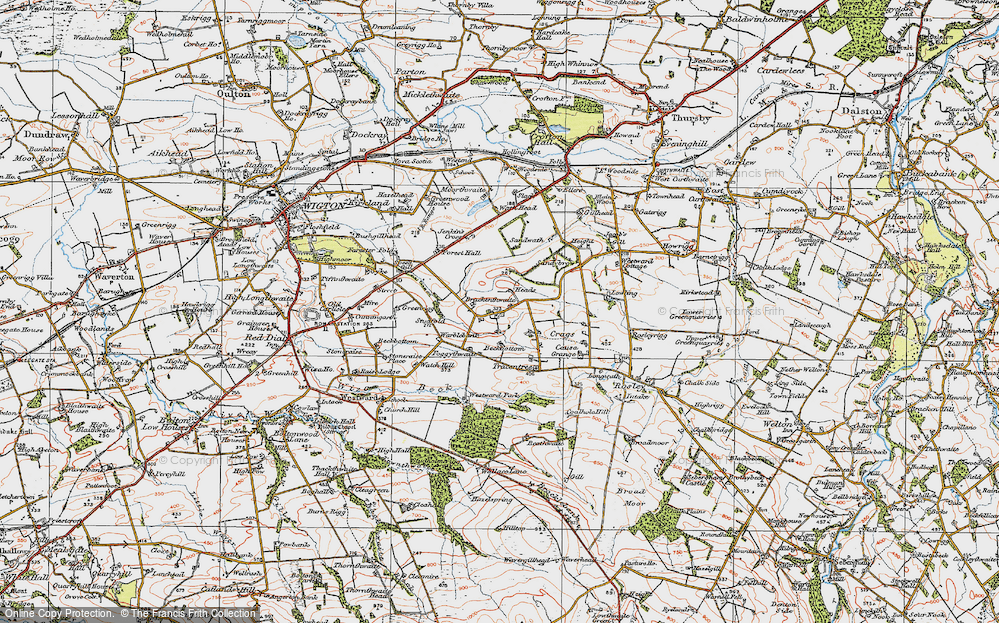 Old Map of Historic Map covering Warblebank in 1925