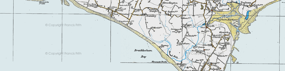 Old map of Bracklesham Bay in 1919