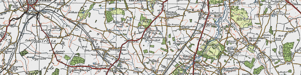 Old map of Bracon Ash in 1922