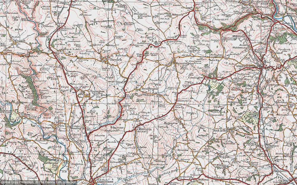 Old Map of Bradbourne, 1921 in 1921