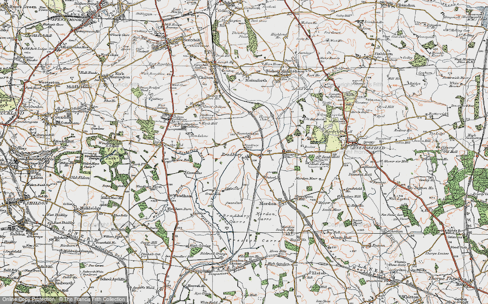 Old Map of Bradbury, 1925 in 1925