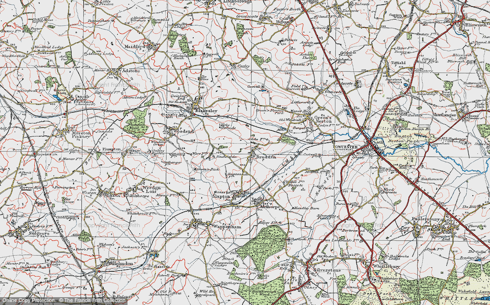 Old Map of Bradden, 1919 in 1919