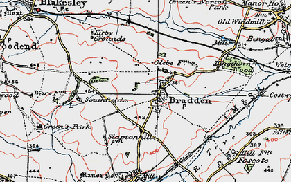 Old map of Bradden in 1919
