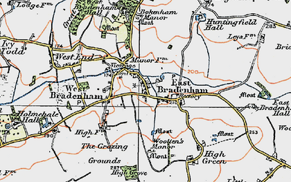 Old map of Bradenham Hall in 1921
