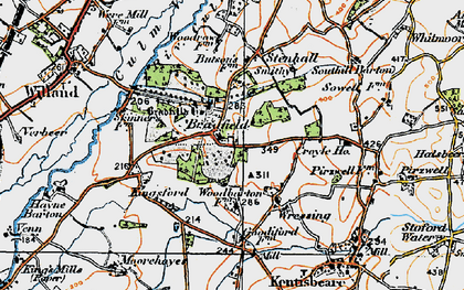 Old map of Bradfield in 1919