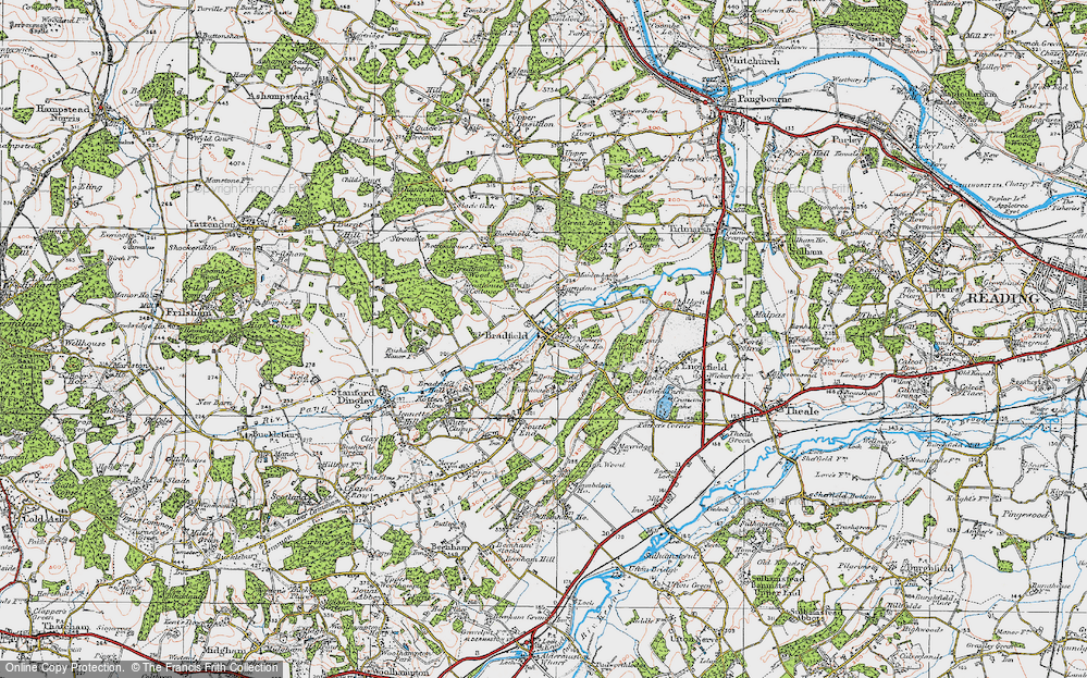 Old Map of Bradfield, 1919 in 1919