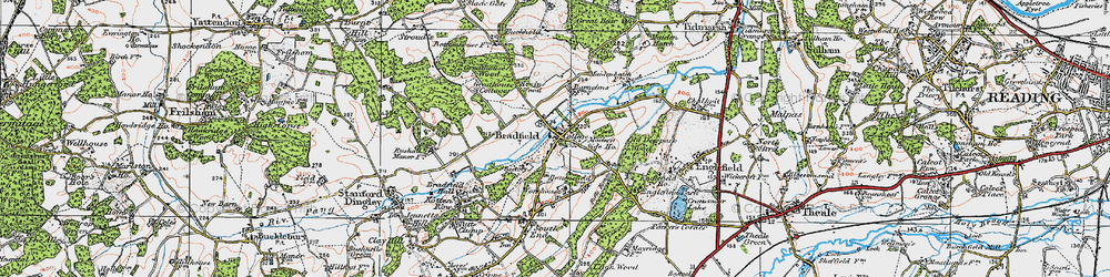 Old map of Bradfield in 1919