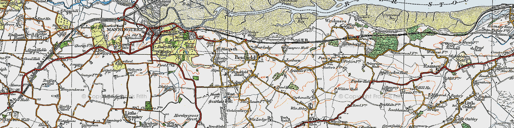 Old map of Bradfield in 1921