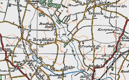 Old map of Bradfield Br in 1922