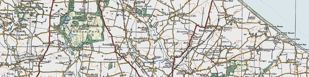 Old map of Bradfield Br in 1922