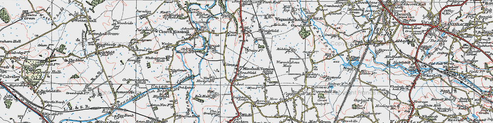 Old map of Bradfield Green in 1923