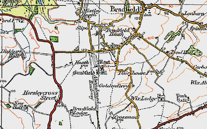 Old map of Bradfield Heath in 1921
