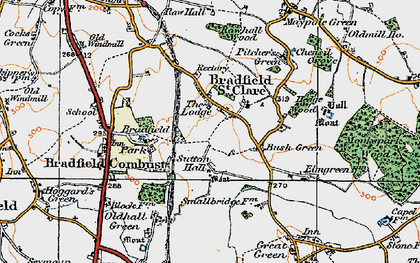 Old map of Bradfield St Clare in 1921
