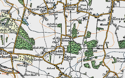 Old map of Bradfield St George in 1921