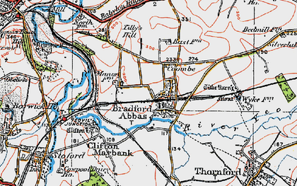 Old map of Bradford Abbas in 1919