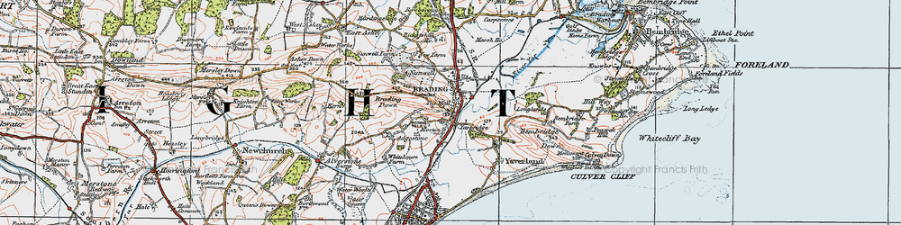 Old map of Brading in 1919