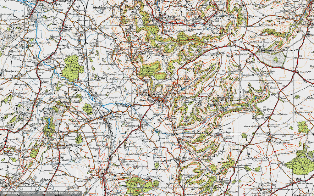 Old Map of Historic Map covering Wotton Hill in 1919