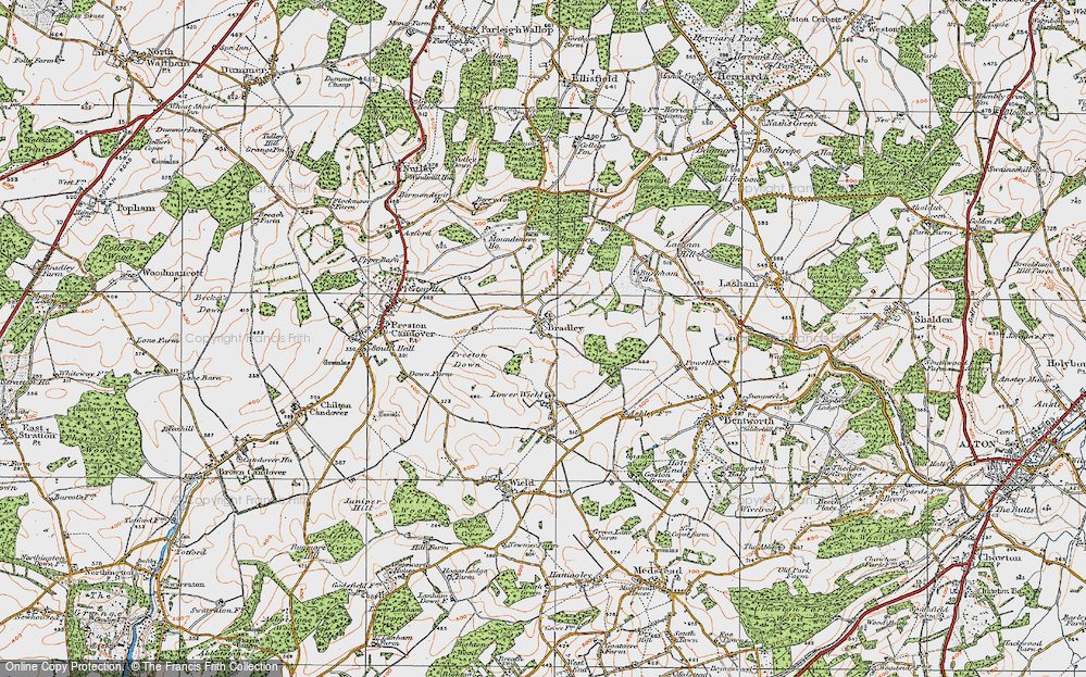 Old Map of Bradley, 1919 in 1919