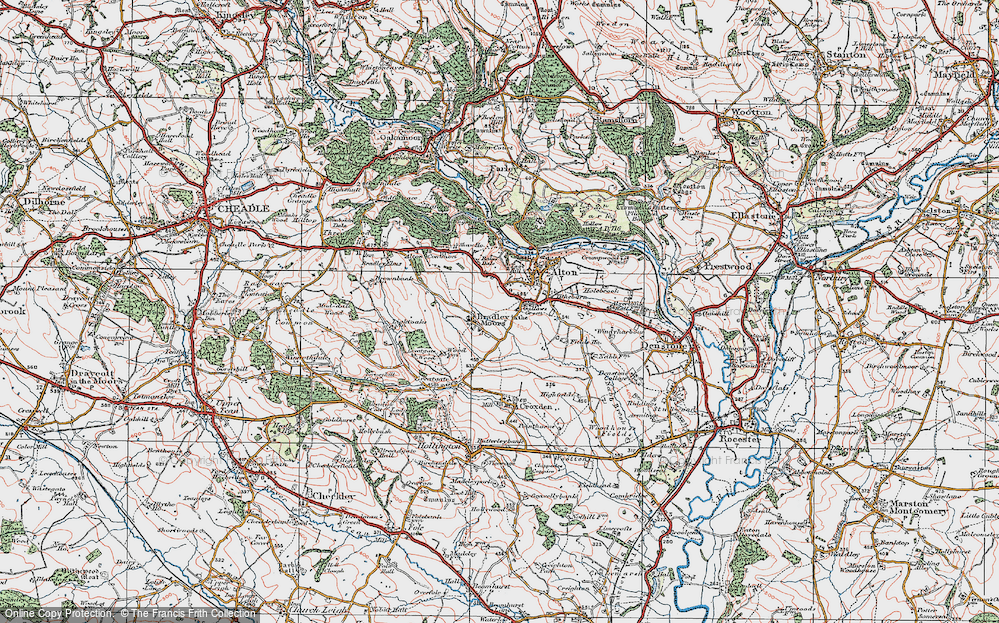 Old Map of Bradley in the Moors, 1921 in 1921