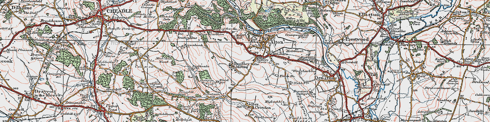 Old map of Bradley in the Moors in 1921
