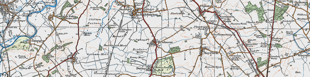 Old map of Bradmore Moor in 1921