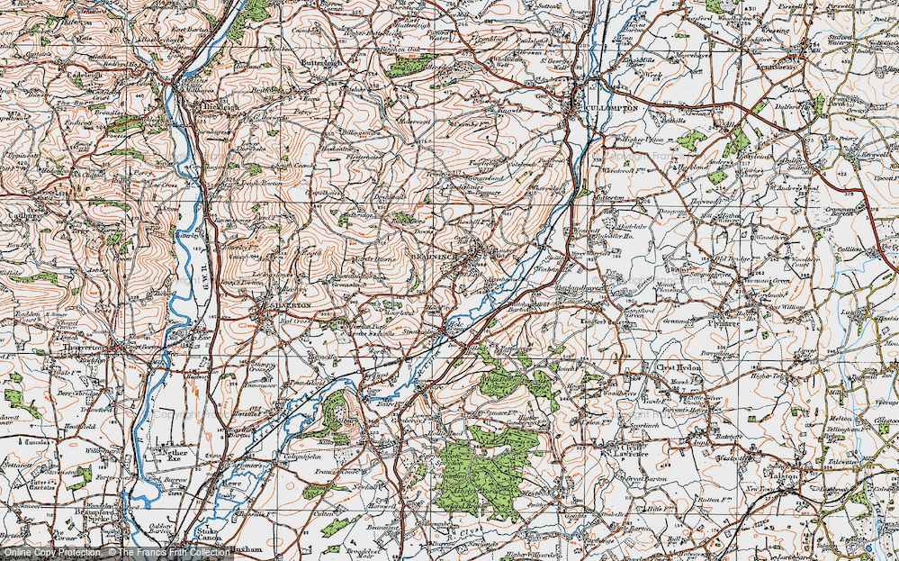 Old Map of Bradninch, 1919 in 1919