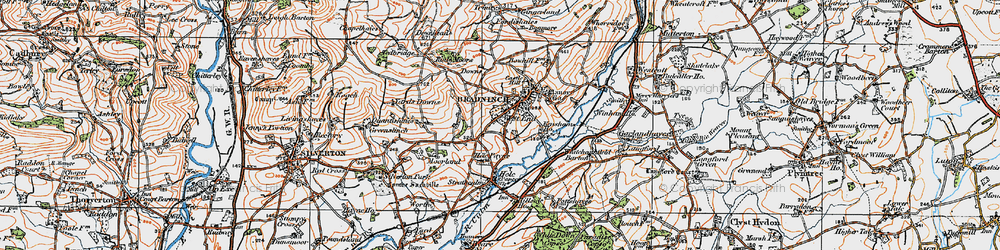 Old map of Bradninch in 1919
