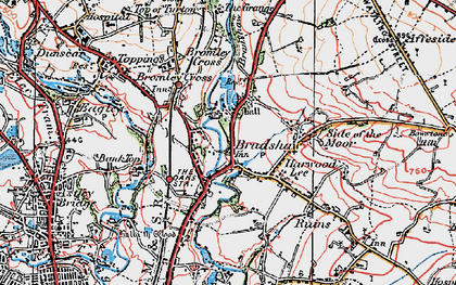 Old map of Bradshaw in 1924