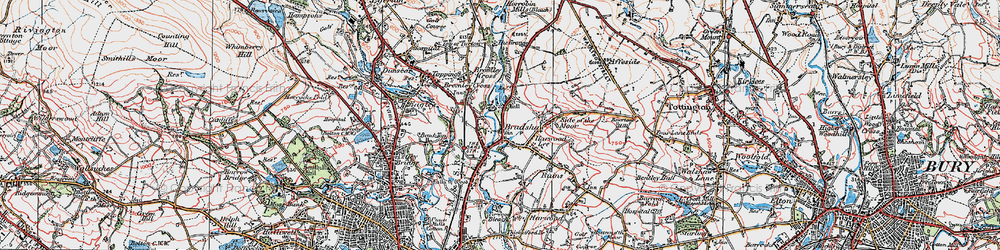 Old map of Bradshaw in 1924