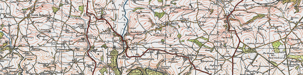 Old map of Bradstone in 1919