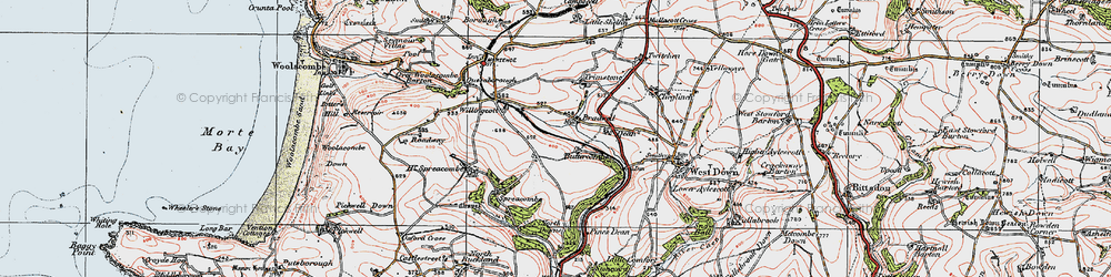 Old map of Buttercombe Barton in 1919