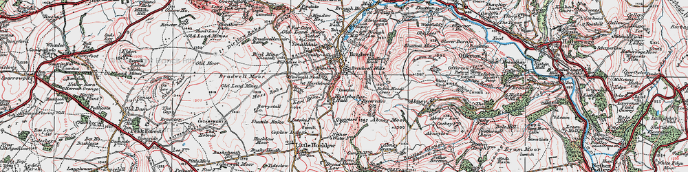 Old map of Bradwell Edge in 1923