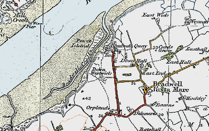 Old map of Bradwell Creek in 1921