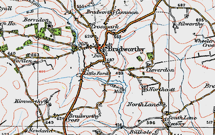 Old map of Bradworthy in 1919