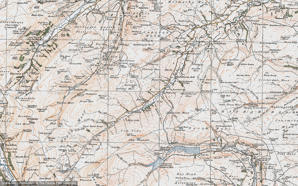 Old Map of Historic Map covering Braidley Moor in 1925