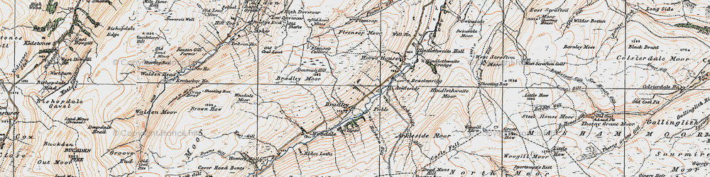 Old map of Braidley Moor in 1925