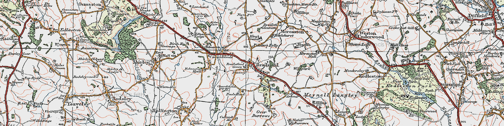 Old map of Brailsford in 1921