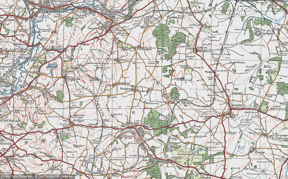 Old Map of Braithwell, 1923 in 1923