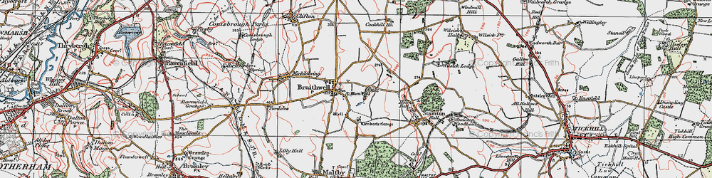 Old map of Braithwell in 1923