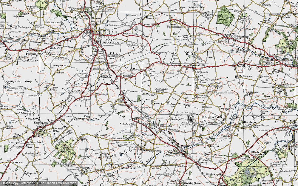 Old Map of Brakefield Green, 1921 in 1921