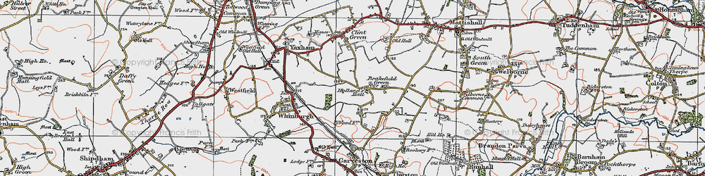 Old map of Brakefield Green in 1921