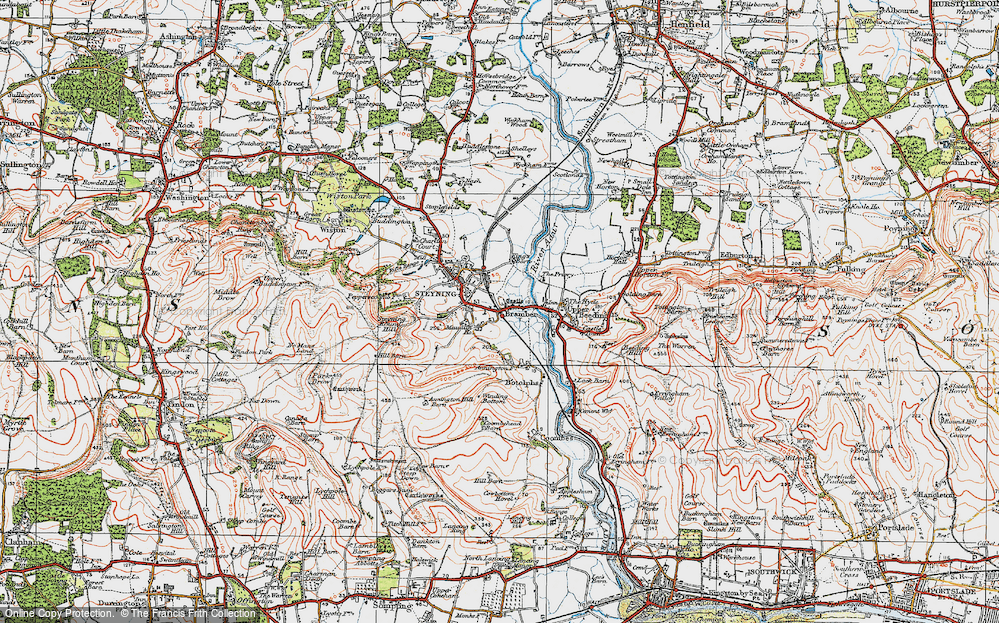 Old Map of Historic Map covering Annington Hill in 1920
