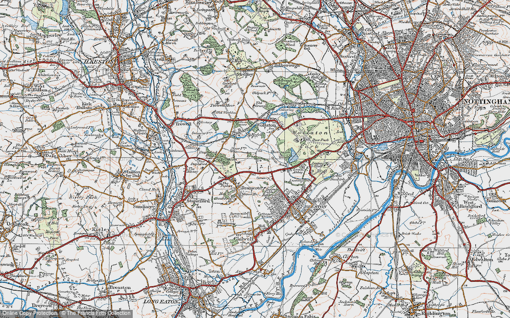 Old Map of Bramcote Hills, 1921 in 1921