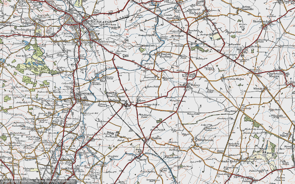Old Map of Bramcote Mains, 1920 in 1920